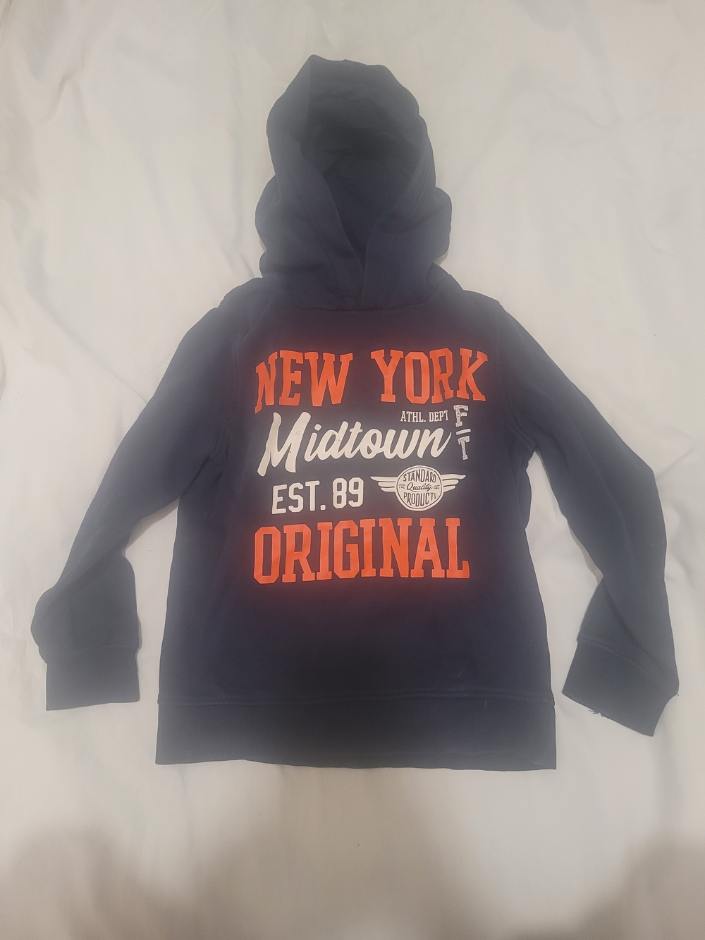 New York Midtown Original Hoodie - Navy with Orange & White Print